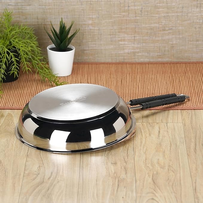 Sumeet Stainless Steel Induction Bottom Fry Pan 2.250 Liter 25.5 cm Dia Silver