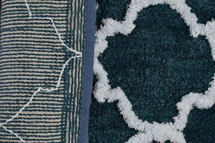Aerohaven Glorious Super Soft Microfiber Abstract Moroccan Designer Anti Slip Bathmat Teal Colour