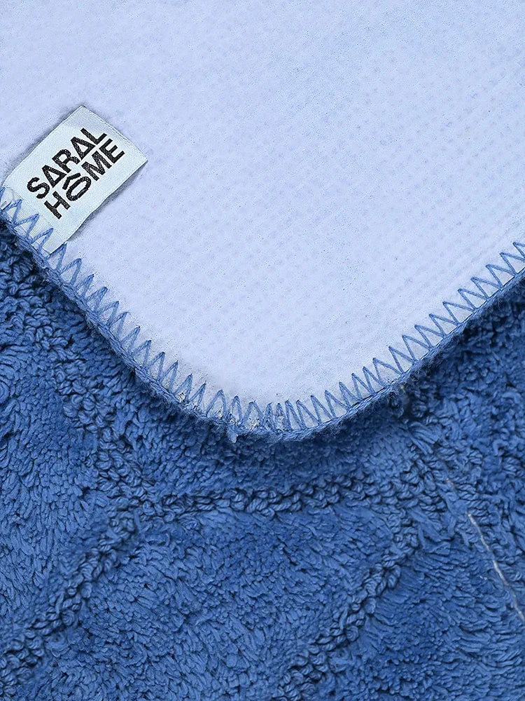 Saral Home Solid Antiskid Bathmat Set Colour Blue