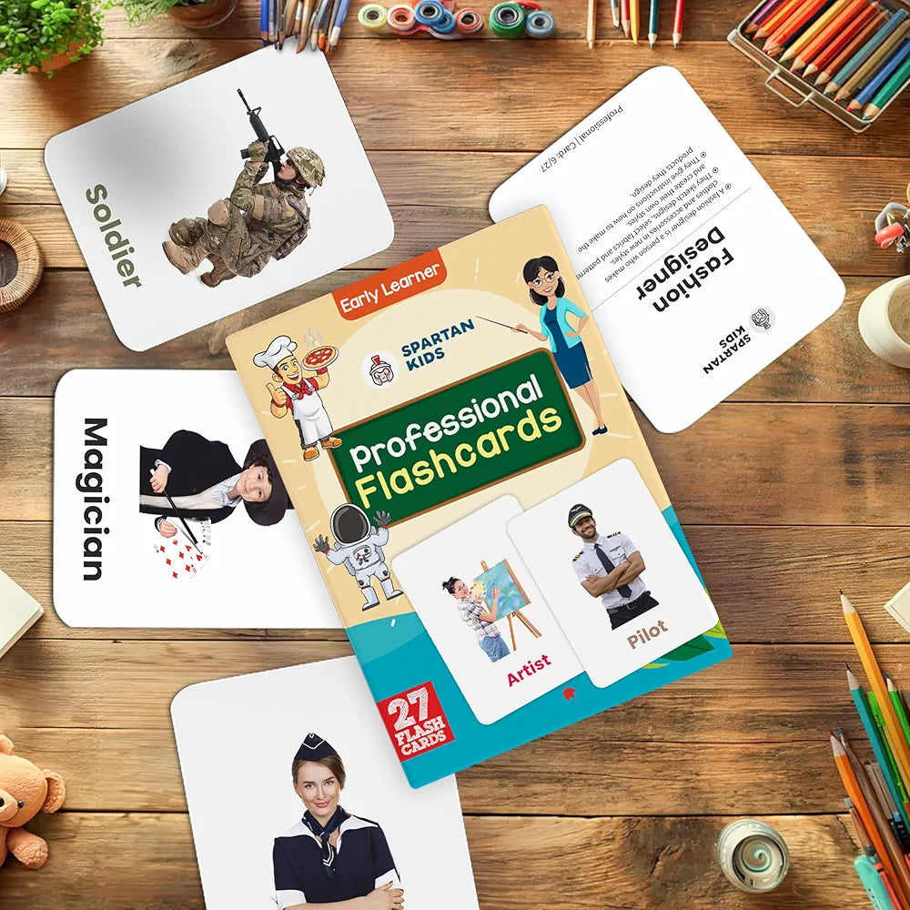 SPARTAN KIDS ProfessionalCreative_Thinking Flash Cards for Kids | 27 Early Learning Flash Cards Easy & Fun Way of Learning 1 Year to 6 Years Babies