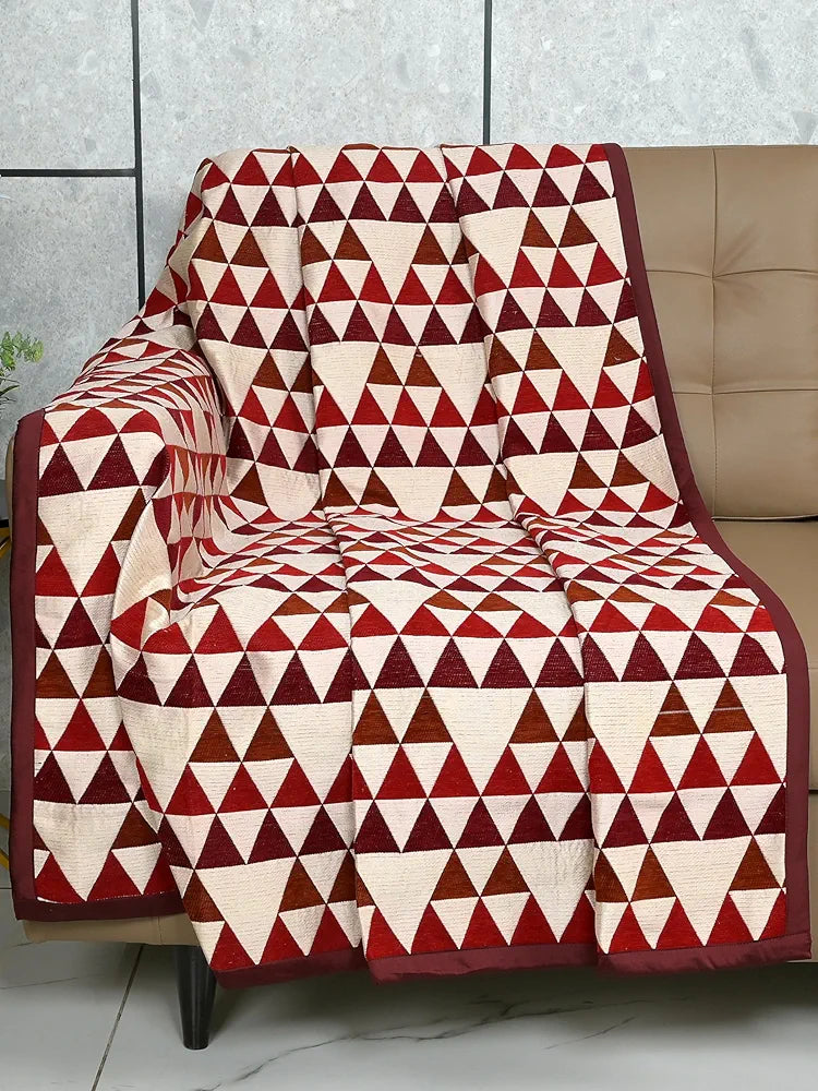 Saral Home Chenille 2 Seater Sofa Cover Throw Colour Red