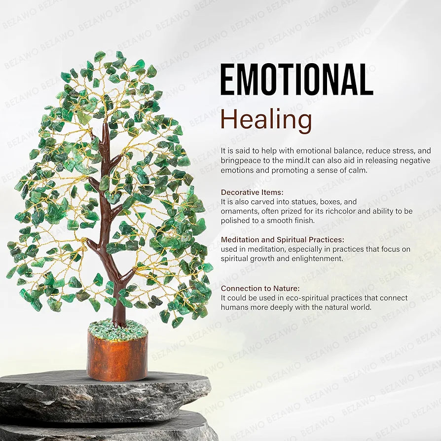 Bezavo Green Aventurine Crystal Tree – Feng Shui Golden Wire