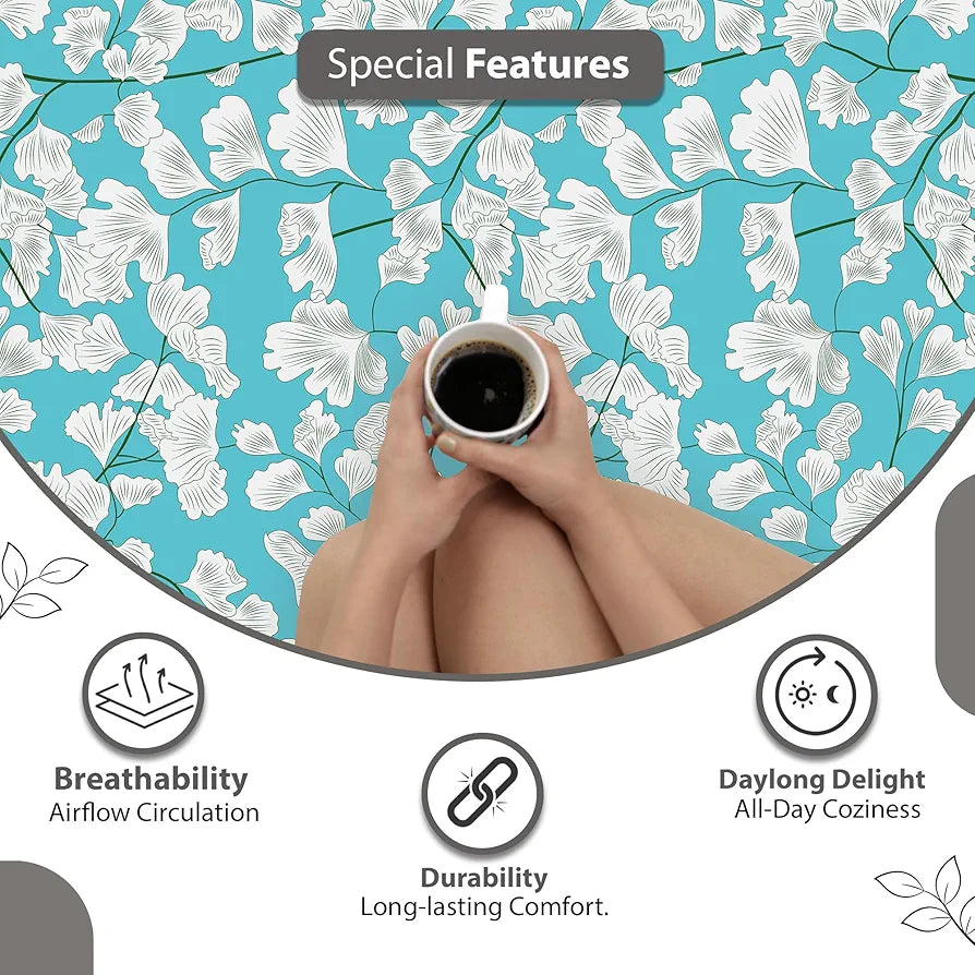 Divine Casa Bedsheet for Single Size Bed 144 TC Cotton Bedsheet for Single Size Bed with 1 Pillow Cover  Floral Colour Aqua & White