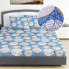 Divine Casa 144 TC Cotton Fitted Bedsheet for King Bed 100% Cotton Floral Blue Elastic Fit Everyday Use Bedsheet
