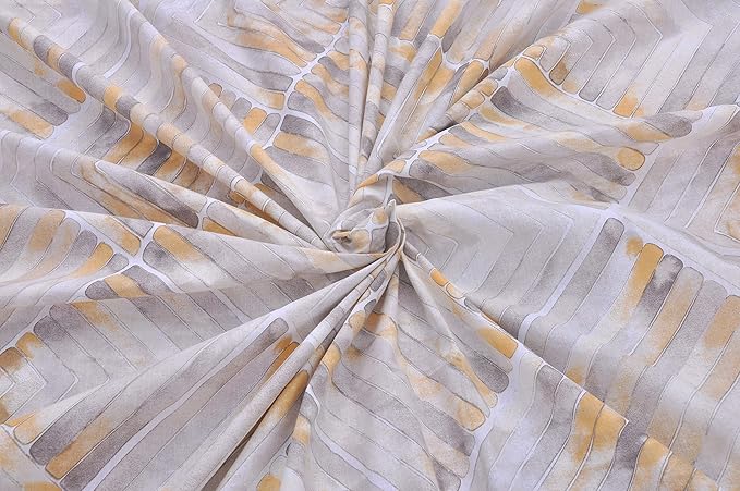 Huesland by Ahmedabad Cotton 144 Tc Cotton King Size Bedsheet With 2 Pillow Covers - Grey, Yellow & White