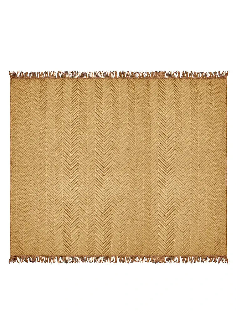 Saral Home Easy Living Velvet Chevron Sofa Throw Gold