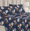 BSB HOME Prime Collections 160tc Pure Microfiber Double Bedsheet with 2 King Size Pillow Covers-Blue & Brown