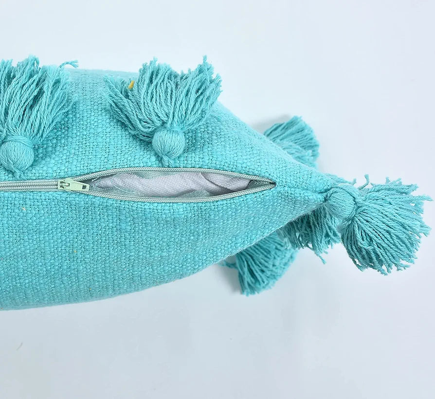 Homadorn Luxury Cotton Handmade Decorative Boho Throw Pillow Covers Colour Turquoise