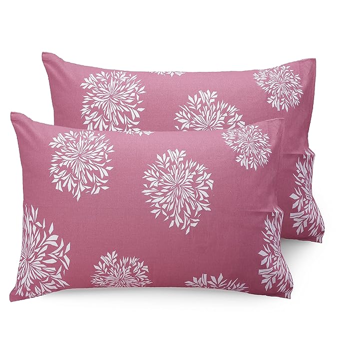 Huesland by Ahmedabad Cotton 144 TC Cotton Pillow Covers Set of 2 - Mauve
