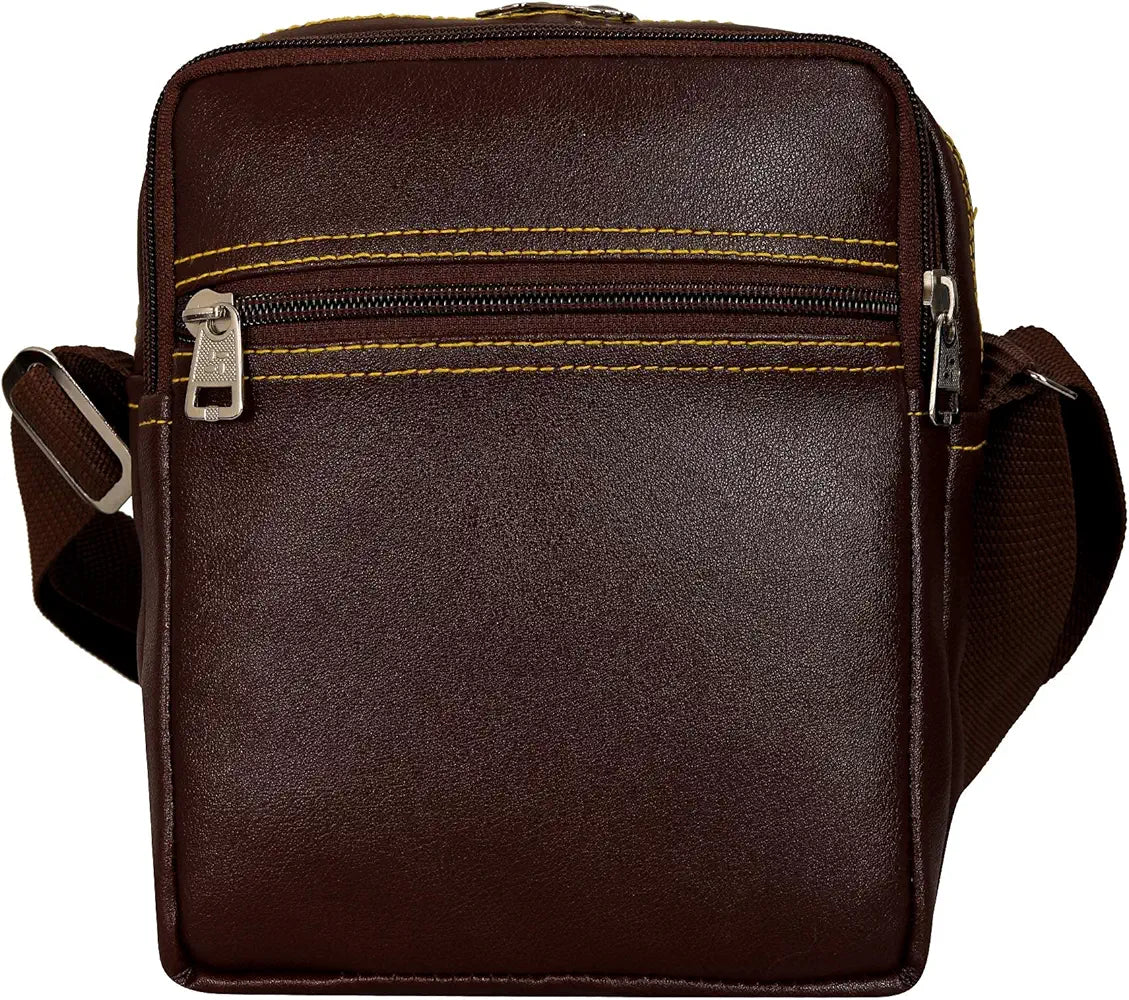 Leather World Leatherette Tan Sling Bags Men Messenger Bags Cross Body Bags Girl