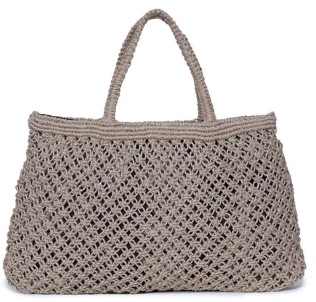 Klondon Alii And Aliizey Brown Jute Macrame Shoulder Bag/handbag Regular