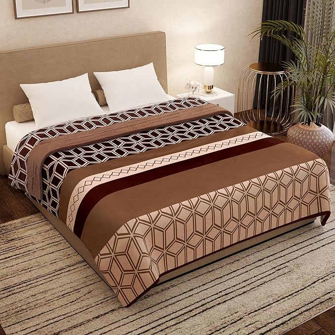 Story@Home Polyester All-Season AC Double Size Reversible Blanket Colour Brown