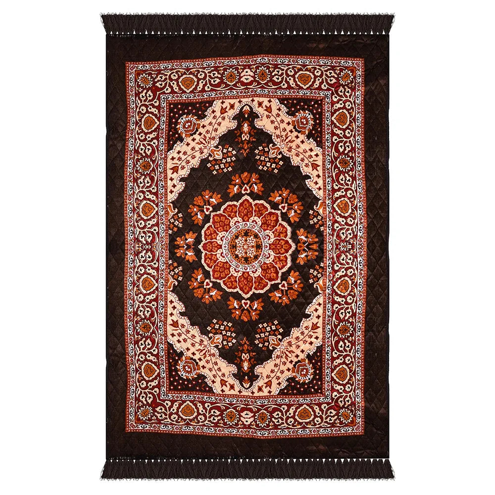 Kuber Industries Carpet Velvet Carpet-Rug for Home Decor Carpet Rug for Bedroom Dark Brown
