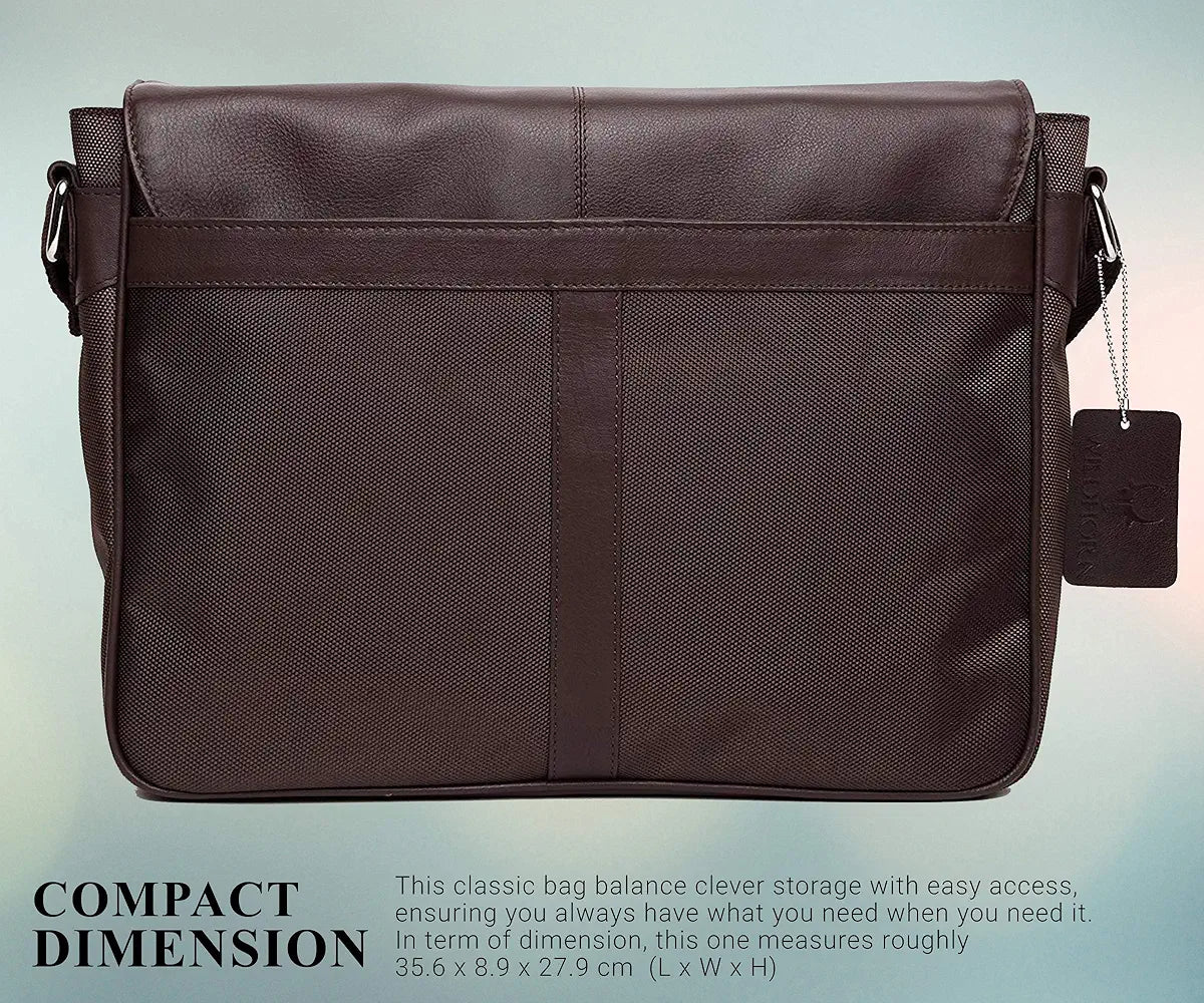 WildHorn Leather 13 inch Laptop Messenger Bag for Men I Padded Laptop Compartment I Adjustable Strap I Dimension: L- 14inch H- 10.5 inch W- 3.5inch