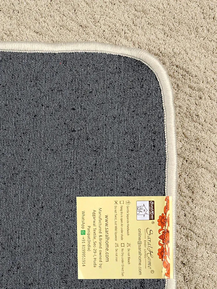 Saral Home Neo Shaggy Yarn Anti-Skid Bath Mats Colour Beige