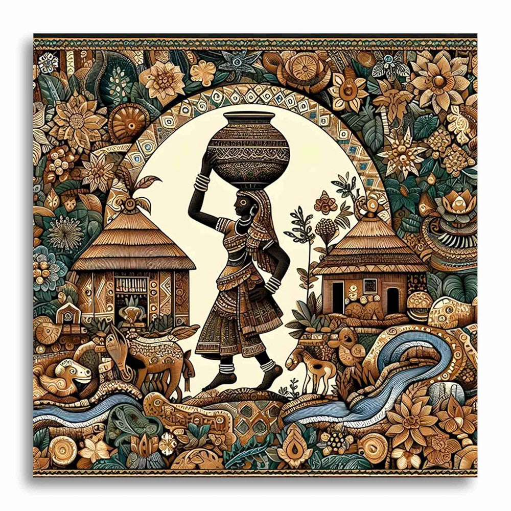 Livin'luxe Paintings Panihari Lady Modern Art Canvas Home Decor Wall Paintings With Frame Painting CR-305