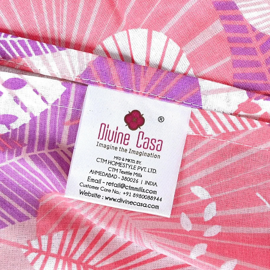 Divine Casa 144 TC 100% Pure Cotton Single Size Bedsheet with 1 Pillow Cover Regal PaisleyColour Violet Rose