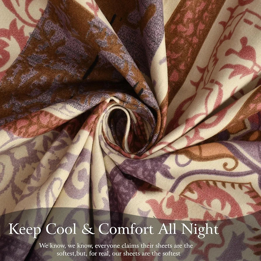 Fresh From Loom Microfiber Cotton Bedsheet King Size 240 TC King Size Soft Bed Cover with 2 Pillow Cover Paisley Coffee