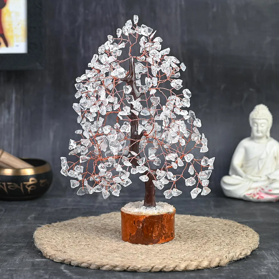 Bezavo Clear Quartz Crystal Healing Tree Copper Wire
