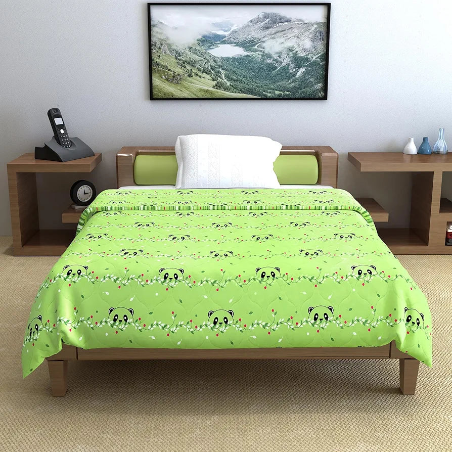 Divine Casa 120 GSM Cotton Single Bed Comforter Soft & Lightweight Reversible All-Season Blanket Colour Paradise Green