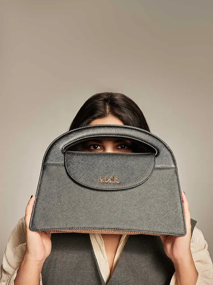 Zouk Rhea Kapoor Sling Bag Jute & Leather Crossbody Bag for Women
