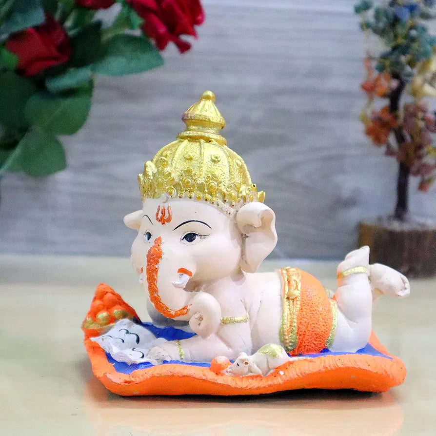 Jaipur Ace Bal Ganesha on Book With Modak Decorative Showpiece Book Ganesh