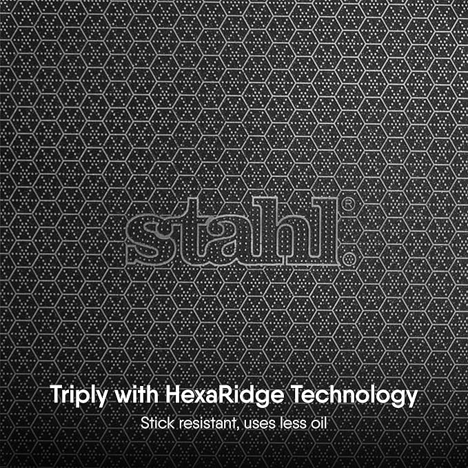 Stahl Artisan Hybrid Triply Non Stick Kadai With Lid, Stainless Steel Kadai for Cooking | Induction & Gas Stove Compatible | 2.4 L | 24 Cm