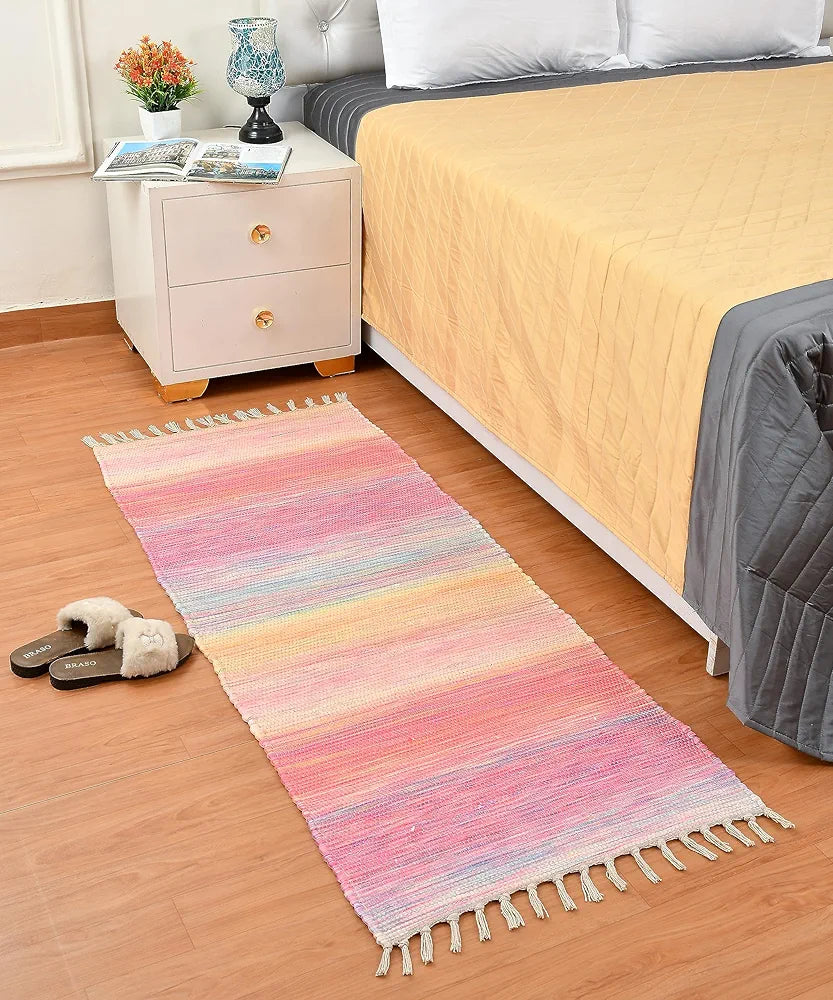 HomadornHandmade Sustainable Printed Modern Dhurrie/Rugs/Carpet Colour Multicolor 019