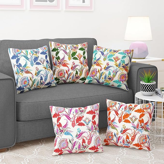 Story@Home Polyester Cushion Cover for Bedroom Living Room (Pack of 5 Pieces, Multi Color)