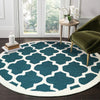 The Home Talk Tufted Round Wool Carpet for Living Room Bed Room Hall Coffee Table 5 Diameter Blue Quatrefoil