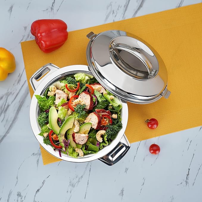 Sumeet Smart Serve Stainless Steel Double Wall Insulated Small Hot Pot Casserole 1.6L Silver