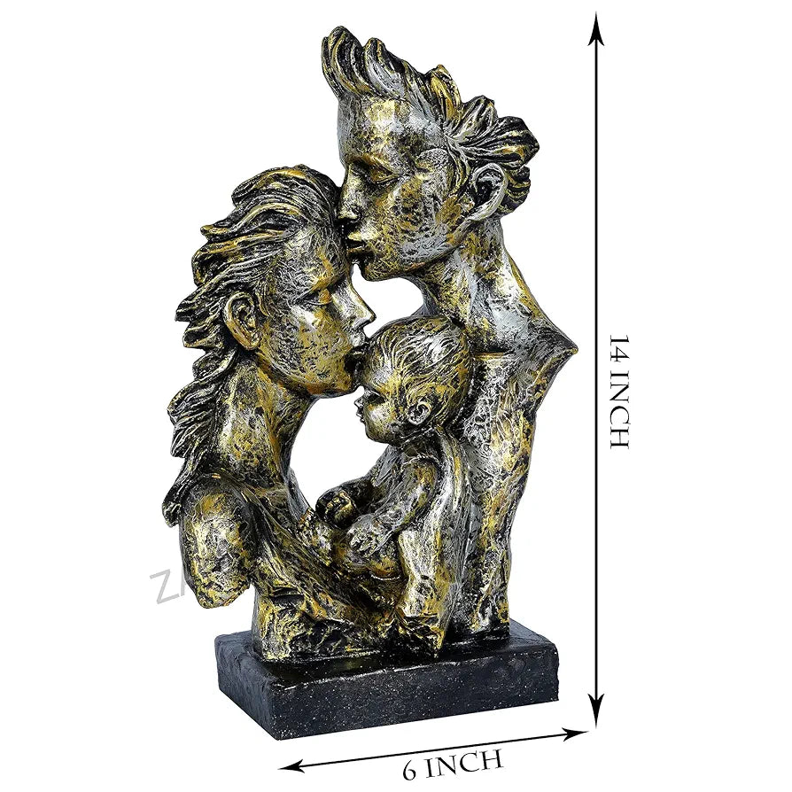 Zart Mother & Father With Child Love Statue Showpiece For Home Decor