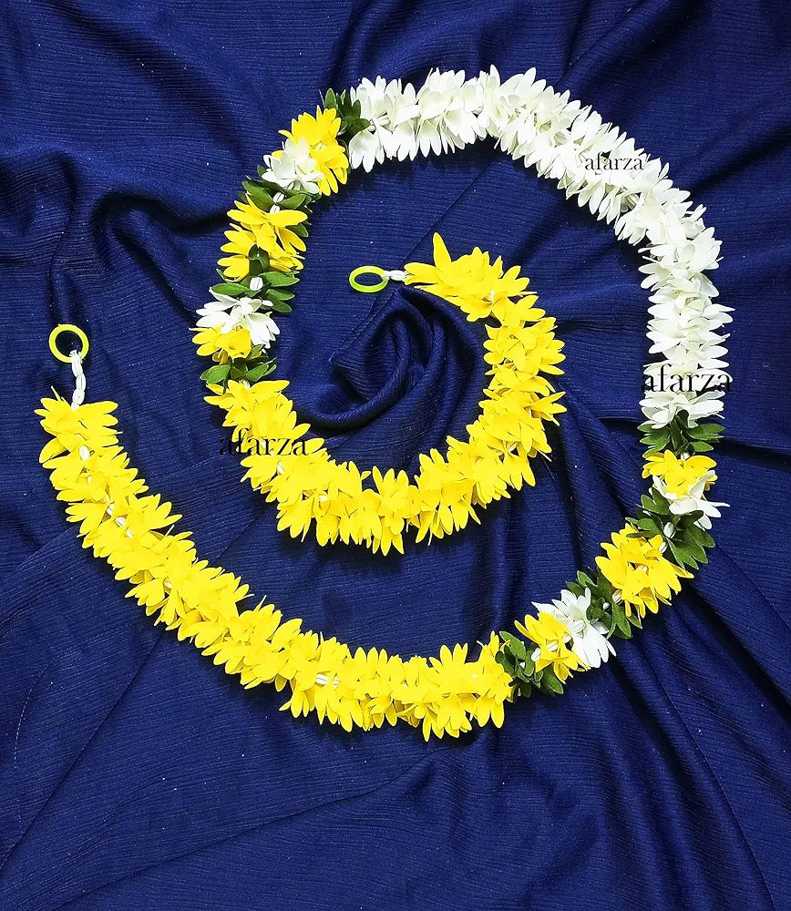 Afarza Choice Good Feel Good Artificial Flower Garland Toran p-yellow-white Hanging 4 Pieces 5 Feet