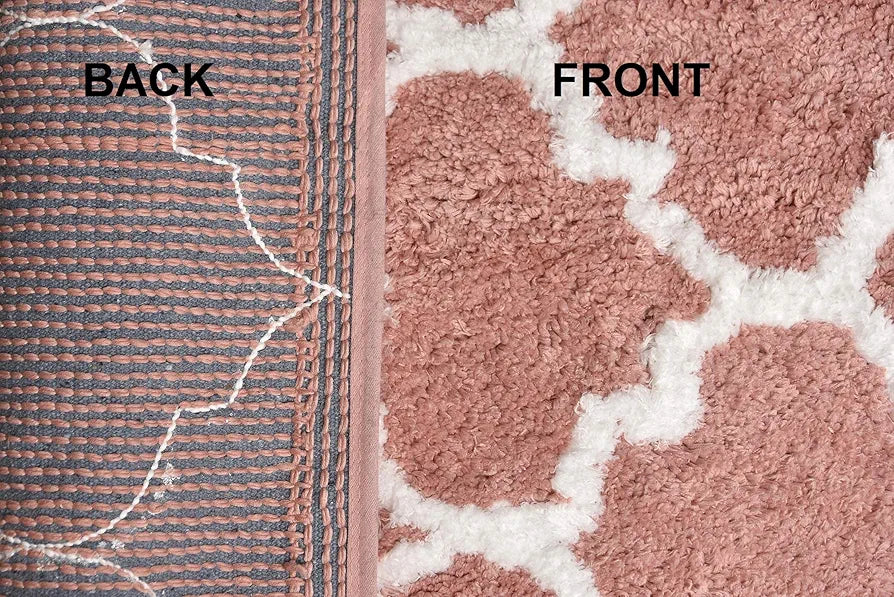 Aerohaven Glorious Super Soft Microfiber Abstract Moroccan Designer Anti Slip Bathmat Peach Colour