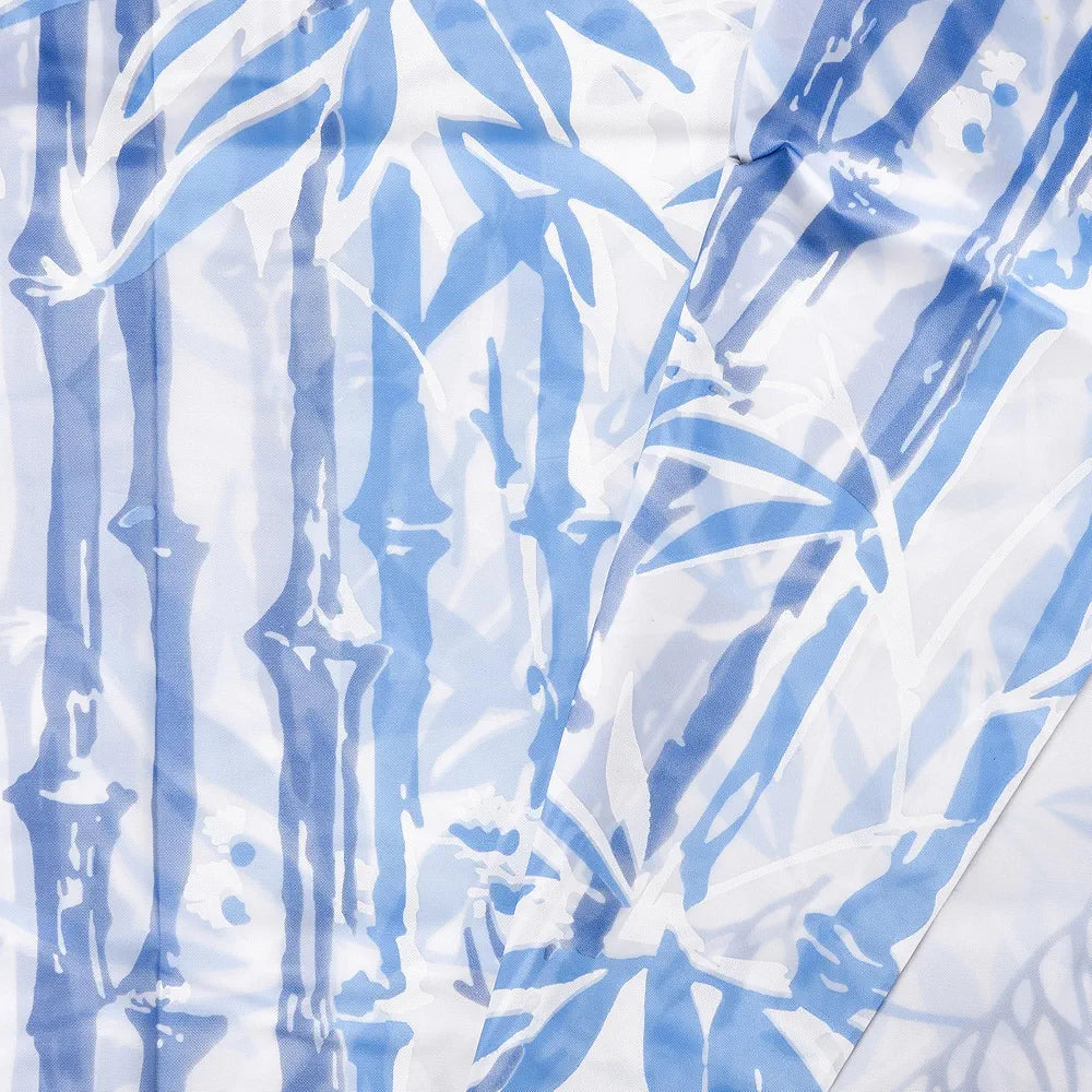Kuber Industries Shower Curtain Bathroom Shower Curtain 8 Rings Curtain Bamboo Print Blue
