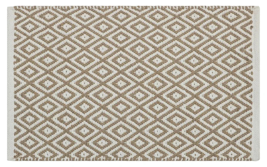 The Home Talk Weaved Cotton Rectangular Carpets Contemporary Decorators Area Rugs for Bedroom Beige