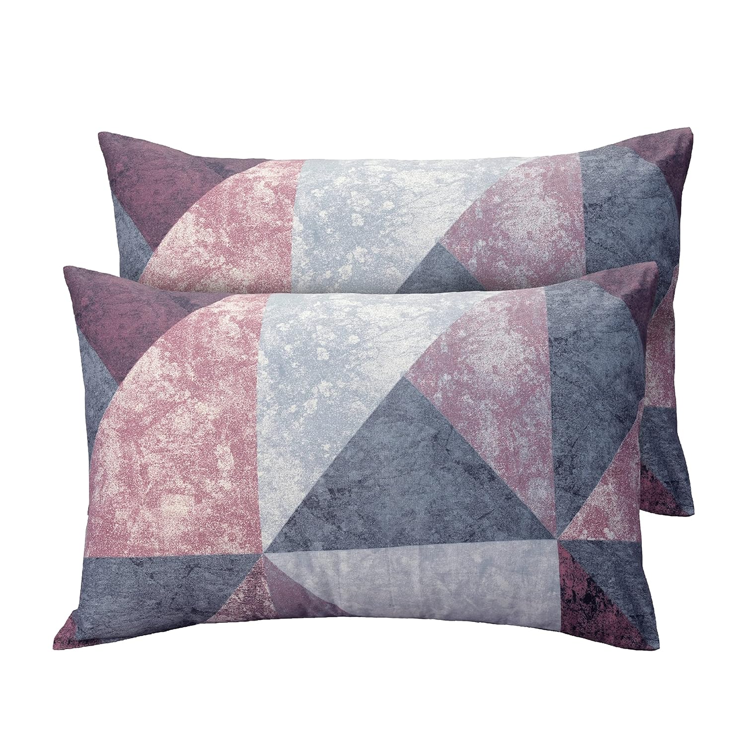 Huesland by Ahmedabad Cotton 186 Tc Cotton Pillow Cover Set of 2 | Purple | Pink | Blue