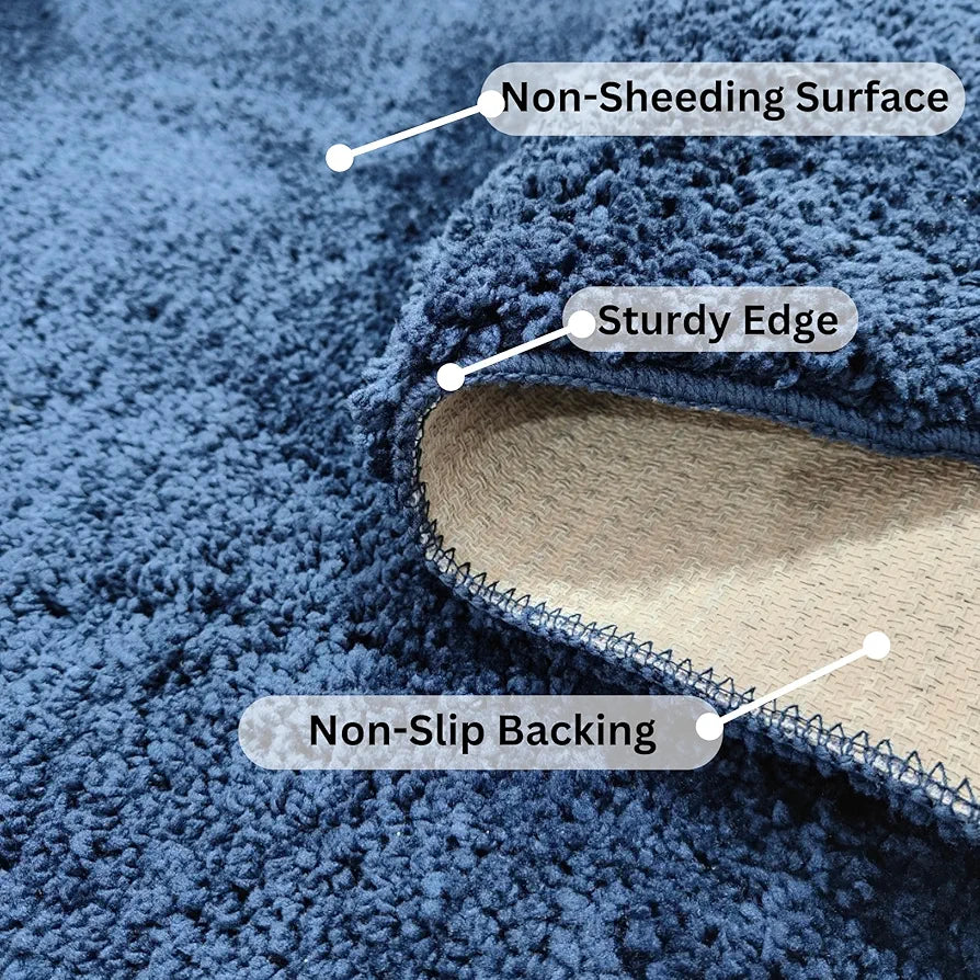 Ishro Home Premium Fuzzy Shag Carpet Colour Blue