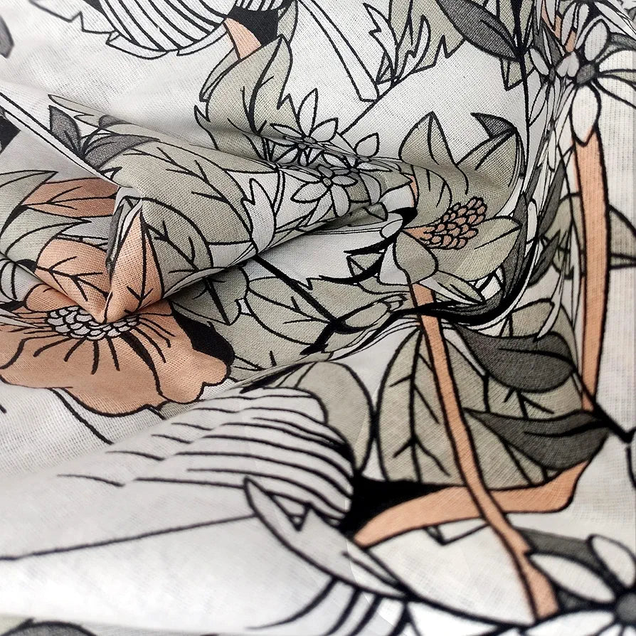 Divine Casa 144 TC 100% Cotton King Bedsheet with 2 Pillow Covers Floral Pattern Colour Blush Grey