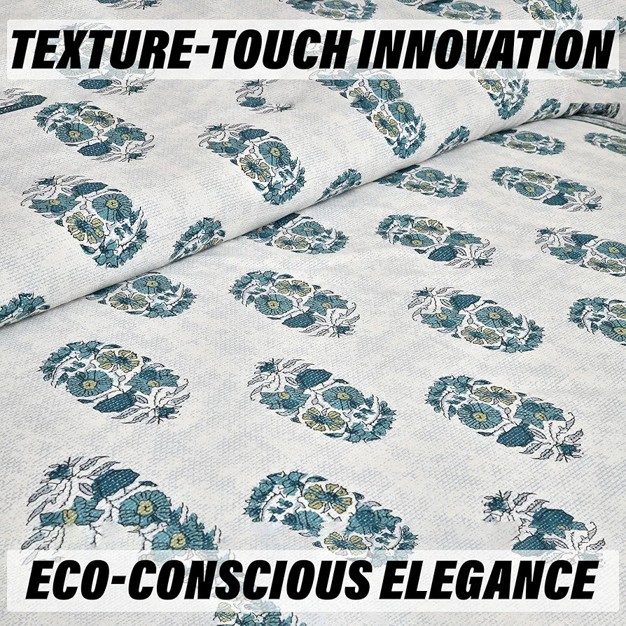 Kuber Industries Double Bedsheet with 2 Pillow Covers 160 TC Premium Cotton Dezier Flower Boota Green