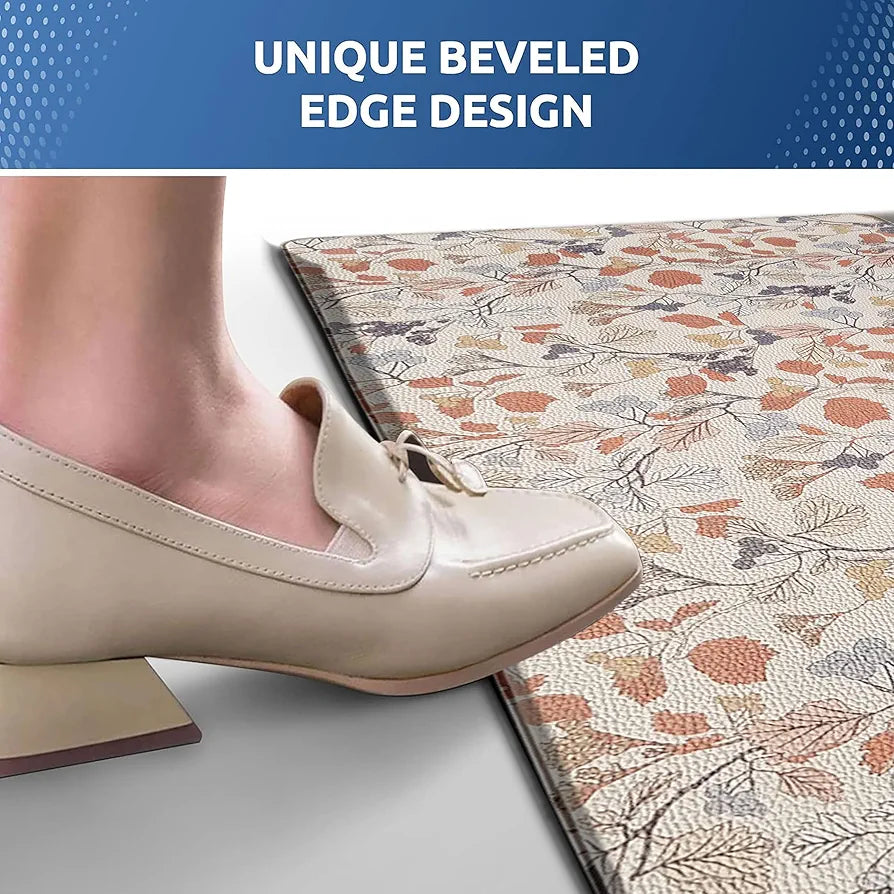 Luxe Home Columbo Anti-Fatigue Kitchen Mat Non-Slip Cushioned Comfort Mat Autumn Leaves Pattern Standing Desk Mat Colour Floral