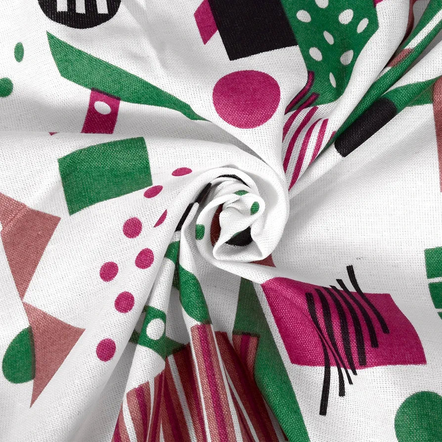 Divine Casa 144 TC Super Soft Cotton Bedsheet for Double Bed  144 Thread Count Abstract Colour Pink & White