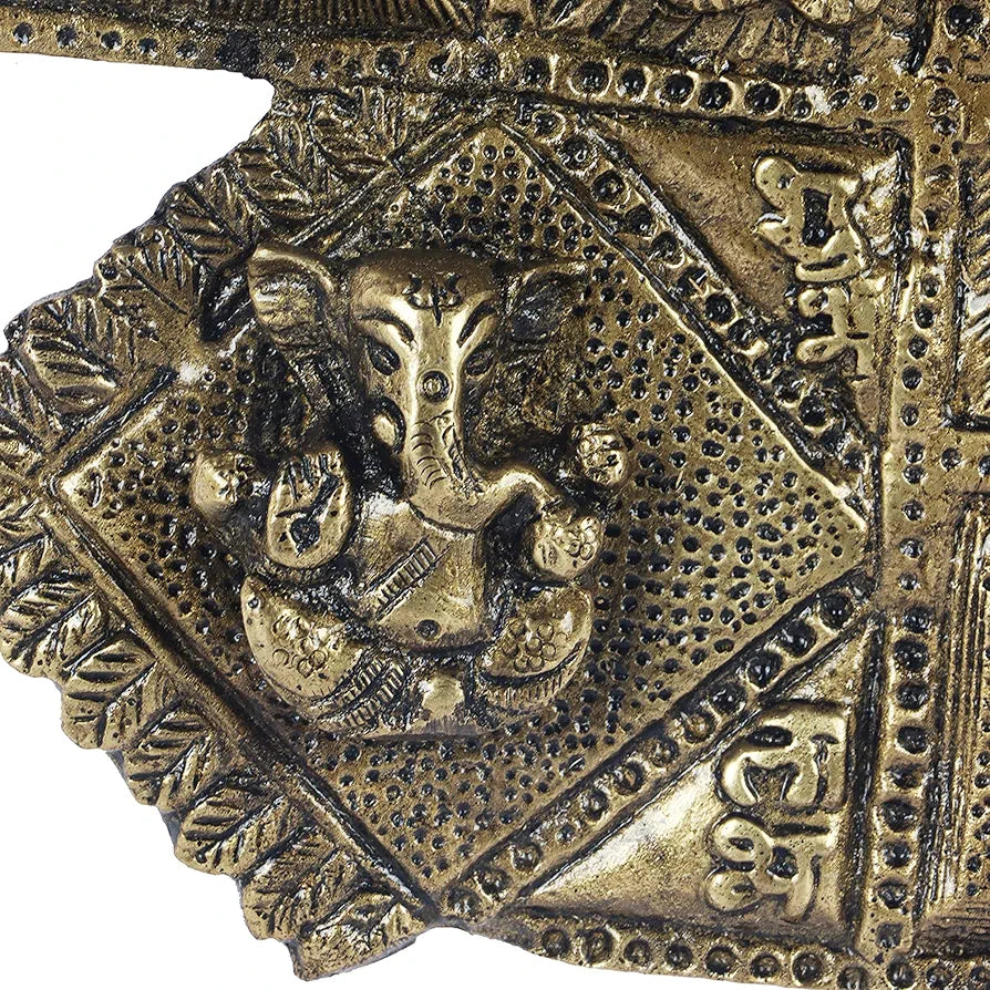 Two Moustaches Brass Ethnic Decor Om Kalash Swastika Ganesha Wall Hanging