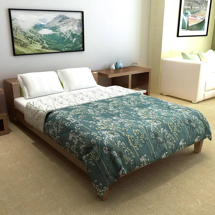 Divine Casa 150 GSM Microfiber Reversible Double Bed Comforter Size 254 x 230 cm Ultra Soft Lightweight All-Season Blanket Colour Beetle Grey