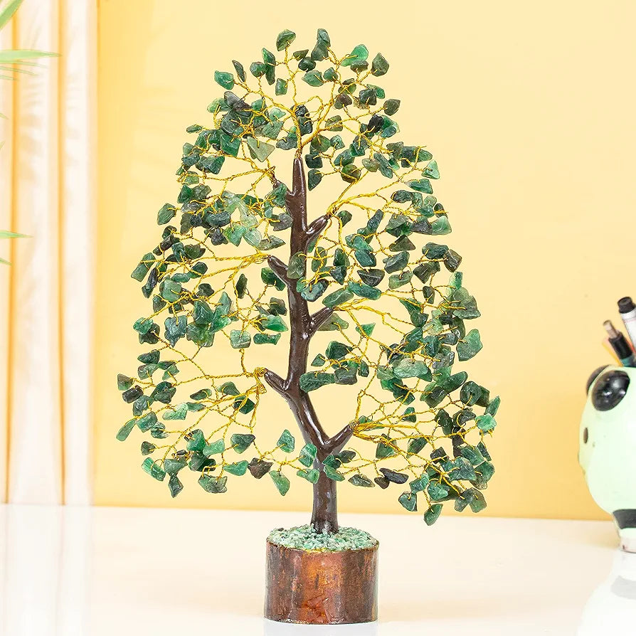 HindCraft Green Aventurine Crystal Tree Golden Wire 10-12 inch