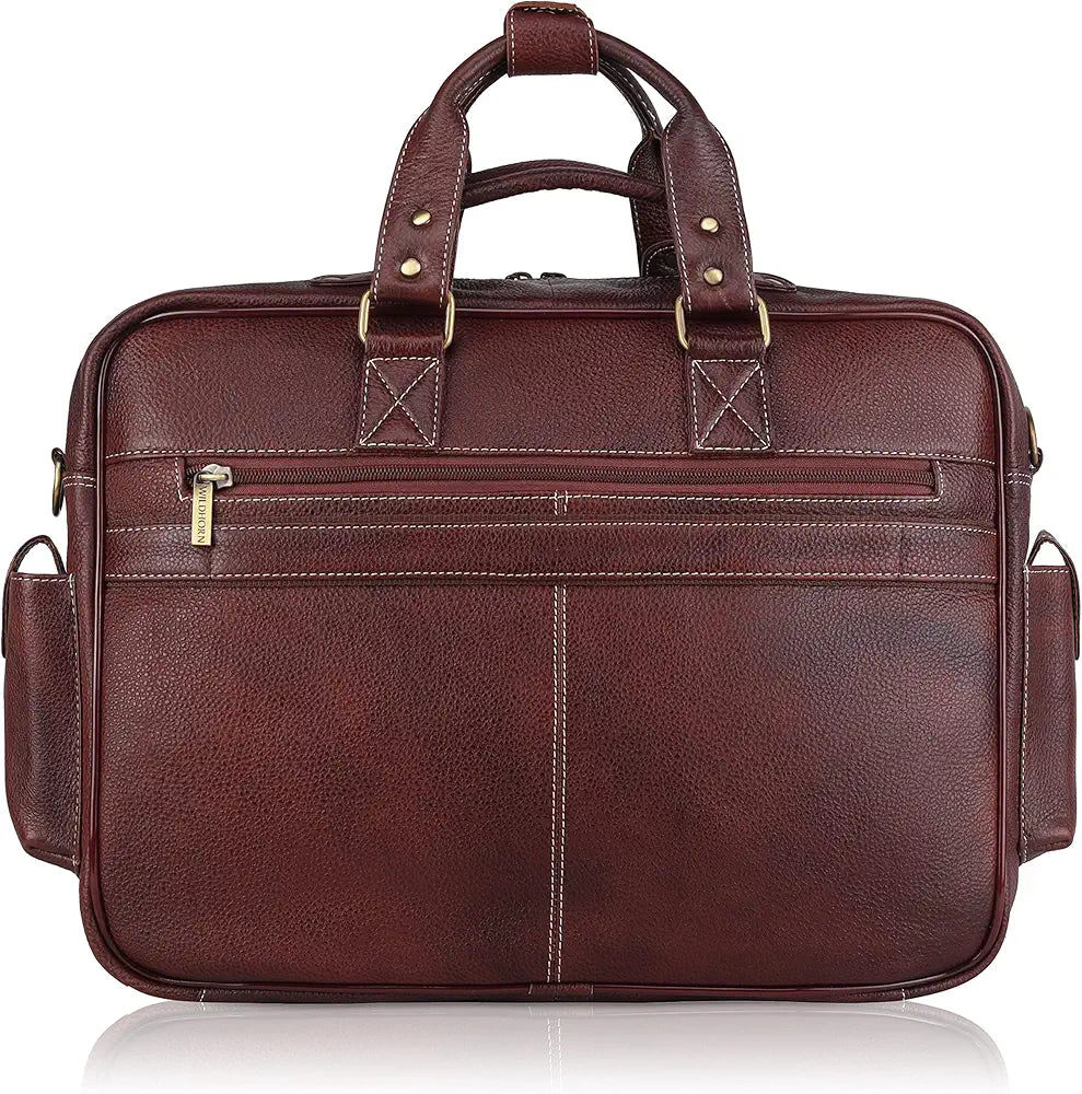 WildHorn Leather Laptop Bag for Men/Office Bag for Men | Fits Upto 15.6 Inch Laptop/MacBook | Laptop Messenger Bag/Leather Bag for Men I Dimension : L-16 inch W-4 inch H-13 inch
