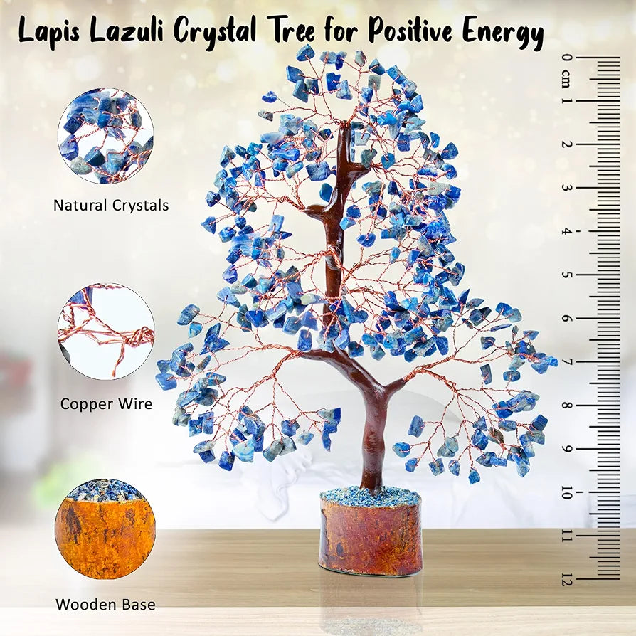 Bezavo Lapis Lazuli Energy Crystal Tree Feng Shui Tree for Abundance & Love Copper Wire