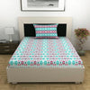 Divine Casa 144 TC Cotton Bedsheet for Single Bed with 1 Pillow Cover Colour Aqua Scarlet