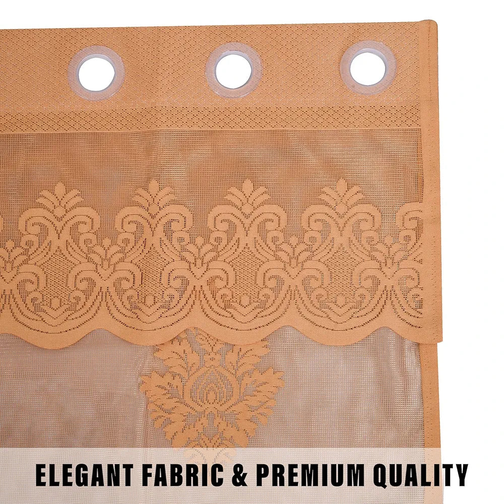 Kuber Industries Darkening Window Curtains Sheer Curtain with 8 Rings SY15ZZ Golden Colour