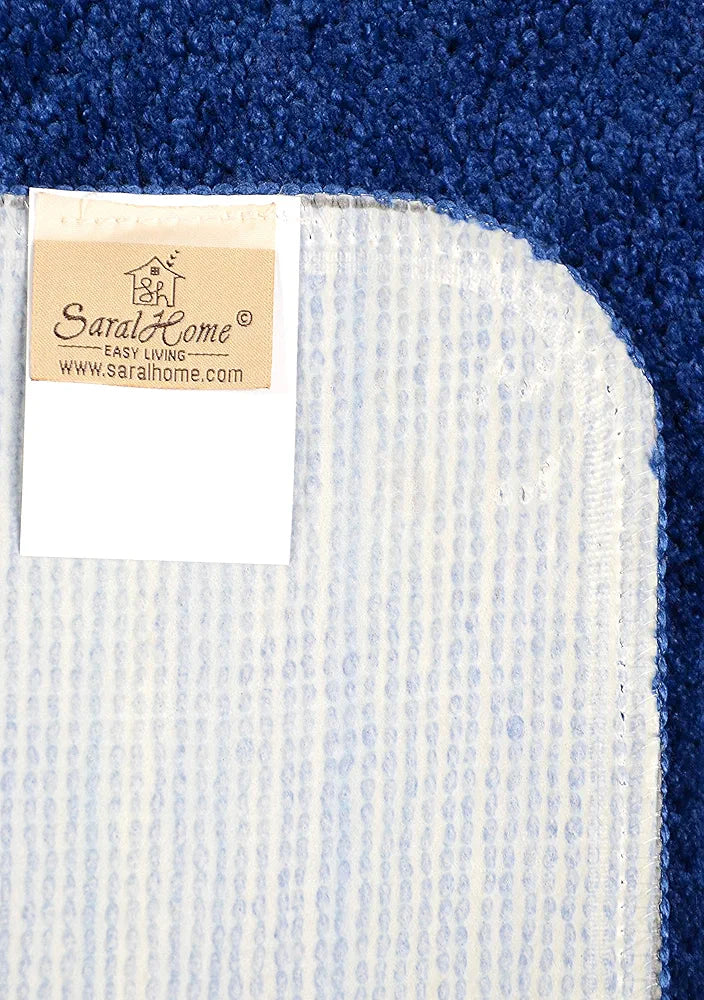 Saral Home Microfiber Solid Rectangle Anti-Skid Bath Mats Colour Blue (Pack of 2)